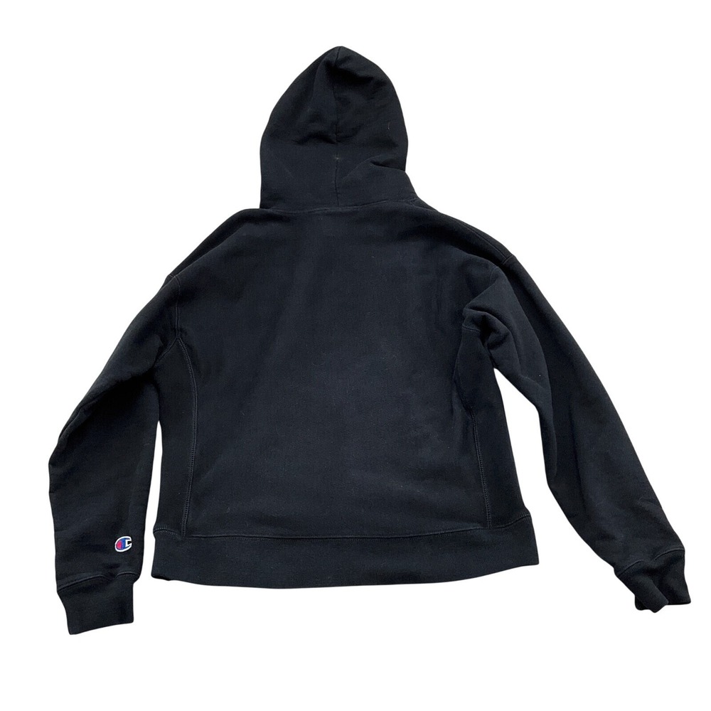 Champion‎ Hoodie Womens Large Black Reverse Weave Spell Out Embroidery Comfort - Picture 10 of 11